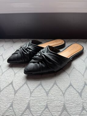 Pointed Knot Mule Slides - Black